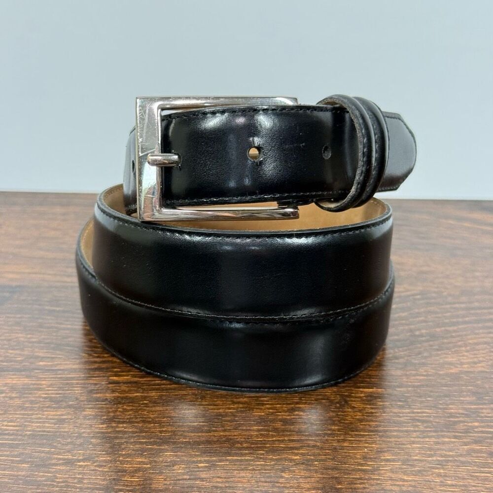 Men’s  Belt black silver leather made Guatemala size large